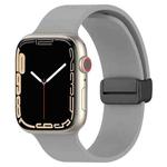 Magnetic Black Buckle Smooth Silicone Watch Band For Apple Watch Series 8&7 45mm / SE 2&6&SE&5&4 44mm / 3&2&1 42mm(Grey)