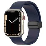 Magnetic Black Buckle Smooth Silicone Watch Band For Apple Watch Series 8&7 45mm / SE 2&6&SE&5&4 44mm / 3&2&1 42mm(Midnight Blue)