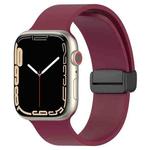 Magnetic Black Buckle Smooth Silicone Watch Band For Apple Watch Series 9&8&7 41mm / SE 3&SE 2&6&SE&5&4 40mm / 3&2&1 38mm(Burgundy)