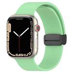 Magnetic Black Buckle Smooth Silicone Watch Band For Apple Watch Series 9&8&7 41mm / SE 3&SE 2&6&SE&5&4 40mm / 3&2&1 38mm(Light Green)