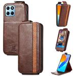 For Honor X8 5G Splicing Wallet Card Holder Vertical Flip Leather Phone Case(Brown)