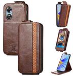 For OPPO A17 Splicing Wallet Card Holder Vertical Flip Leather Phone Case(Brown)