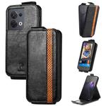 For OPPO Reno8 Splicing Wallet Card Holder Vertical Flip Leather Phone Case(Black)