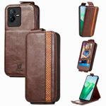 For vivo T2X Splicing Wallet Card Holder Vertical Flip Leather Phone Case(Brown)