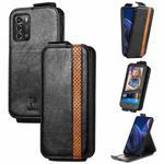 For  ZTE Blade A72 Splicing Wallet Card Holder Vertical Flip Leather Phone Case(Black)