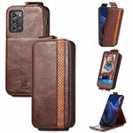 For  ZTE Blade A72 Splicing Wallet Card Holder Vertical Flip Leather Phone Case(Brown)