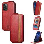 For  ZTE Blade A72 Splicing Wallet Card Holder Vertical Flip Leather Phone Case(Red)