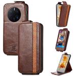 For Huawei Mate 50 Pro Splicing Wallet Card Holder Vertical Flip Leather Phone Case(Brown)