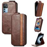 For Xiaomi Redmi K50 Ultra Splicing Wallet Card Holder Vertical Flip Leather Phone Case(Brown)