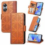 For OPPO  A17 Grid Leather Flip Phone Case(Brown)