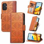 For Xiaomi Poco M5 Grid Leather Flip Phone Case(Brown)