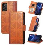 For ZTE Blade A72 4G Grid Leather Flip Phone Case(Brown)
