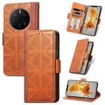 For Huawei Mate 50 Pro Grid Leather Flip Phone Case(Brown)