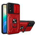For vivo Y76 Sliding Camshield Card Phone Case(Red)