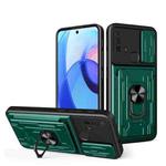 For Motorola Moto E30 Sliding Camshield Card Phone Case(Dark Green)