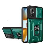 For Xiaomi Poco M4 5G Sliding Camshield Card Phone Case(Dark Green)
