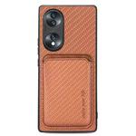 For Honor 70 Carbon Fiber Leather Card Magsafe Case(Brown)