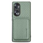 For Honor 70 Carbon Fiber Leather Card Magsafe Case(Green)