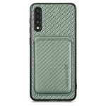For Samsung Galaxy A50 Carbon Fiber Leather Card Magsafe Case(Green)
