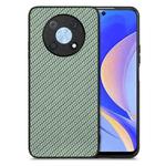 For Huawei Nova Y90 Carbon Fiber Texture Leather Back Cover Phone Case(Green)