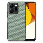 For vivo Y35 Carbon Fiber Texture Leather Back Cover Phone Case(Green)