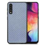 For Samsung Galaxy A50 Carbon Fiber Texture Leather Back Cover Phone Case(Blue)