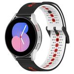 For Samsung Galaxy Watch5 44mm 20mm Tricolor Breathable Silicone Watch Band(Black+White+Red)