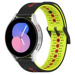 For Samsung Galaxy Watch5 44mm 20mm Tricolor Breathable Silicone Watch Band(Black+Lime+Red)