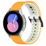 For Samsung Galaxy Watch5 44mm 20mm Tricolor Breathable Silicone Watch Band(Yellow+White+Lime)