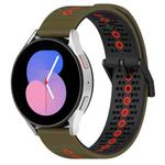 For Samsung Galaxy Watch5 40mm 20mm Tricolor Breathable Silicone Watch Band(Armygreen+Red)