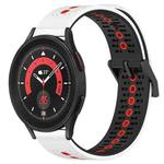 For Samsung Galaxy Watch5 Pro 45mm 20mm Tricolor Breathable Silicone Watch Band(White+Black+Red)