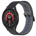 For Samsung Galaxy Watch5 Pro 45mm 20mm Tricolor Breathable Silicone Watch Band(Black+Grey+Blue)