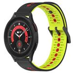 For Samsung Galaxy Watch5 Pro 45mm 20mm Tricolor Breathable Silicone Watch Band(Black+Lime+Red)