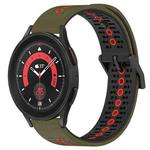 For Samsung Galaxy Watch5 Pro 45mm 20mm Tricolor Breathable Silicone Watch Band(Armygreen+Red)