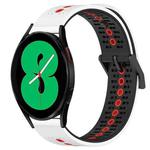 For Samsung Galaxy Watch4 44mm 20mm Tricolor Breathable Silicone Watch Band(White+Black+Red)