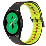 For Samsung Galaxy Watch4 44mm 20mm Tricolor Breathable Silicone Watch Band(Black+Lime+Red)