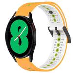 For Samsung Galaxy Watch4 44mm 20mm Tricolor Breathable Silicone Watch Band(Yellow+White+Lime)