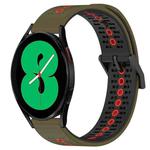 For Samsung Galaxy Watch4 44mm 20mm Tricolor Breathable Silicone Watch Band(Armygreen+Red)