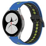For Samsung Galaxy Watch4 40mm 20mm Tricolor Breathable Silicone Watch Band(Blue+Black+Lime)