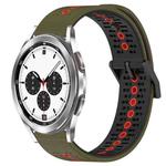 For Samsung  Galaxy Watch4 Classic 42mm 20mm Tricolor Breathable Silicone Watch Band(Armygreen+Red)