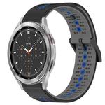 For Samsung  Galaxy Watch4 Classic 46mm 20mm Tricolor Breathable Silicone Watch Band(Black+Grey+Blue)