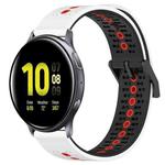 For Samsung Galaxy Watch Active2 40mm 20mm Tricolor Breathable Silicone Watch Band(White+Black+Red)