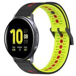 For Samsung Galaxy Watch Active2 40mm 20mm Tricolor Breathable Silicone Watch Band(Black+Lime+Red)