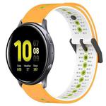 For Samsung Galaxy Watch Active2 40mm 20mm Tricolor Breathable Silicone Watch Band(Yellow+White+Lime)
