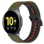 For Samsung Galaxy Watch Active2 40mm 20mm Tricolor Breathable Silicone Watch Band(Armygreen+Red)