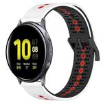 For Samsung Galaxy Watch Active2 44mm 20mm Tricolor Breathable Silicone Watch Band(White+Black+Red)