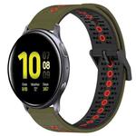 For Samsung Galaxy Watch Active2 44mm 20mm Tricolor Breathable Silicone Watch Band(Armygreen+Red)