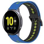 For Samsung Galaxy Watch Active2 44mm 20mm Tricolor Breathable Silicone Watch Band(Blue+Black+Lime)
