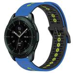 For Samsung Galaxy Watch 42mm 20mm Tricolor Breathable Silicone Watch Band(Blue+Black+Lime)