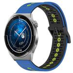 For Huawei Watch GT3 Pro 43mm 20mm Tricolor Breathable Silicone Watch Band(Blue+Black+Lime)